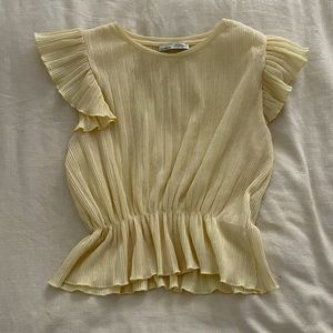 Cute Pastel Yellow Frilly Pleated Crop Top